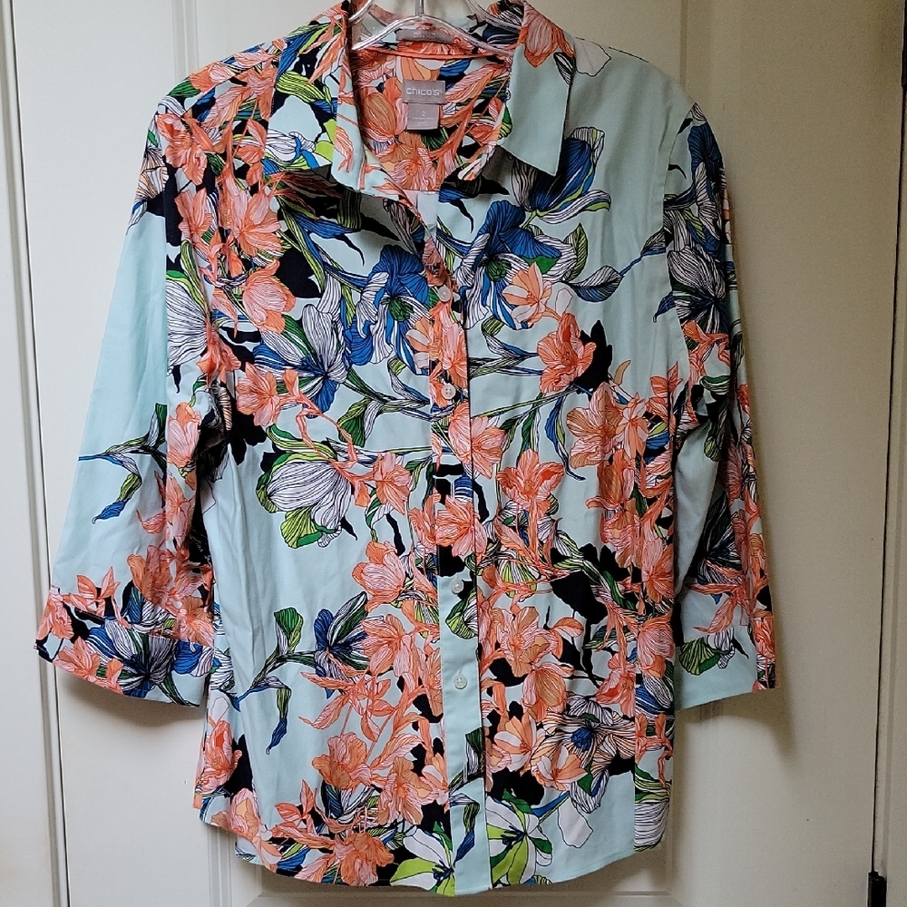 NWOT CHICO'S Non Iron Stretch Cotton Shirt